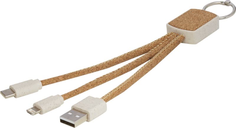Bates wheat straw and cork 3-in-1 charging cable