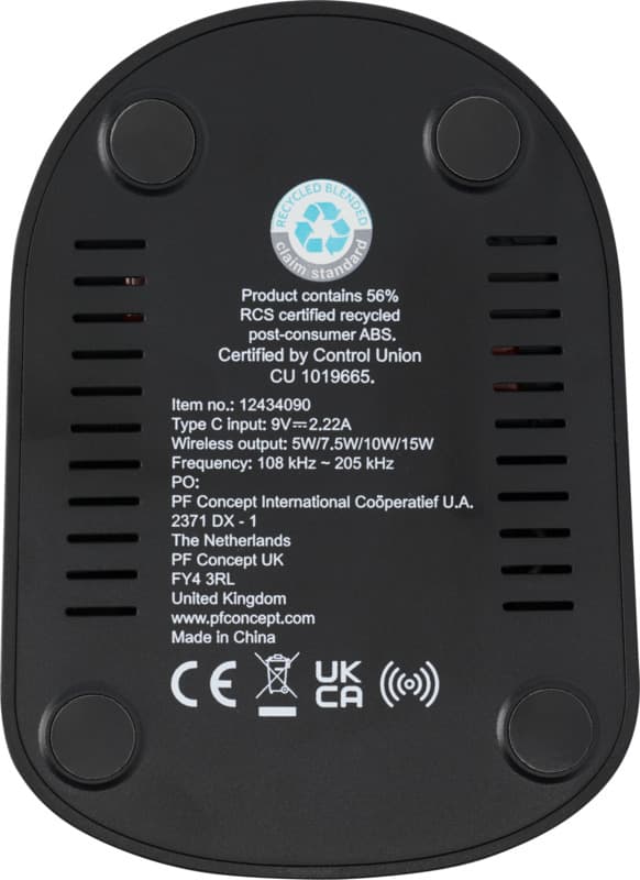 Loop 15W dual coil RCS recycled plastic wireless charging stand 5