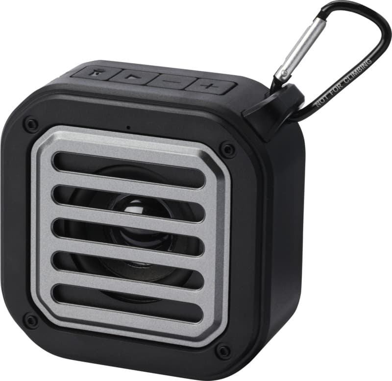 Solo 3W IPX5 RCS recycled plastic solar Bluetooth® speaker with carabiner  1