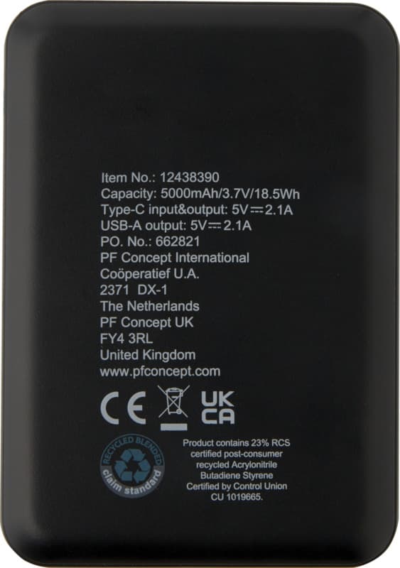 Asama 5000 mAh Type-C recycled plastic power bank 3