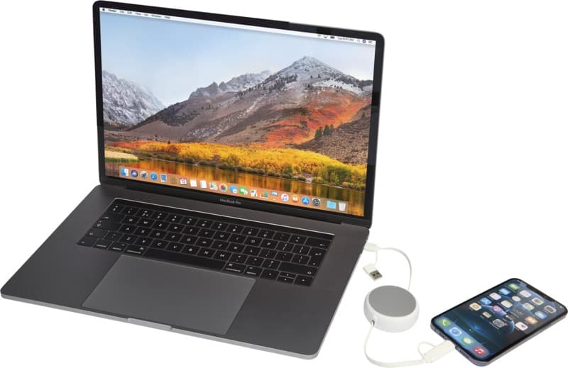 Alasia 5-in-1 100 cm recycled plastic and aluminium retractable data sync and 45W fast charge cable 22