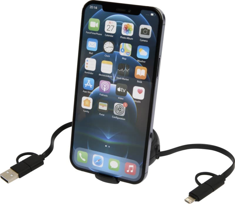 Alasia 5-in-1 100 cm recycled plastic and aluminium retractable data sync and 45W fast charge cable 29