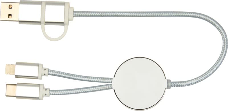 Alasia 5-in-1 recycled aluminium and plastic 30 cm data sync and 27W fast charge cable 19