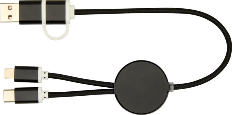 Alasia 5-in-1 recycled aluminium and plastic 30 cm data sync and 27W fast charge cable 27