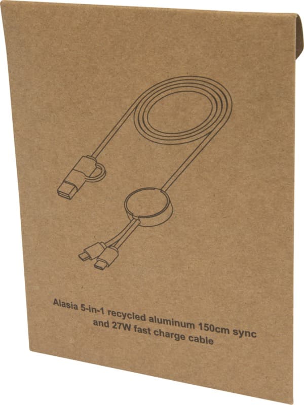 Alasia 5-in-1 recycled aluminium and plastic 150 cm data sync and 27W fast charge cable 7