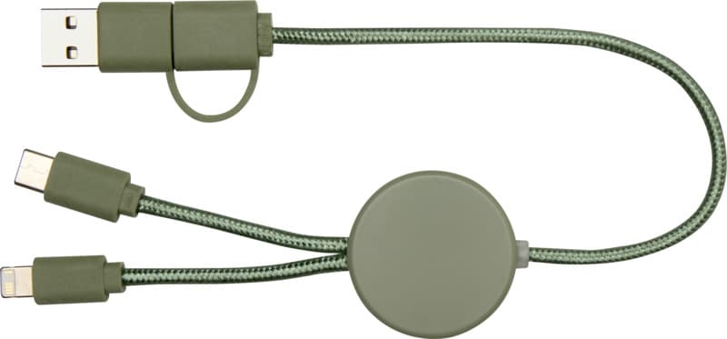 Citala 5-in-1 recycled plastic 30 cm data sync and 27W fast charge cable 19