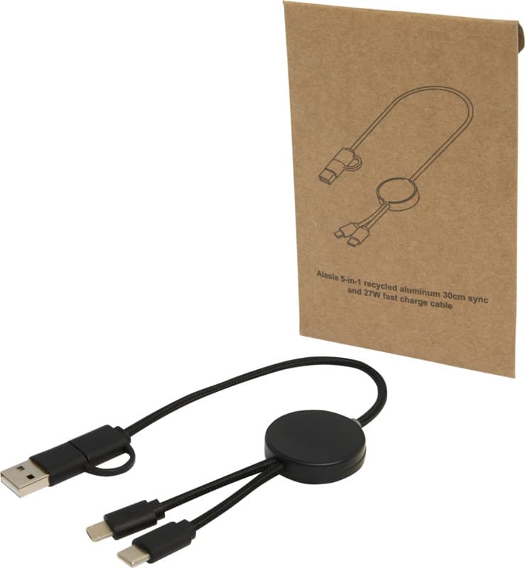 Citala 5-in-1 recycled plastic 30 cm data sync and 27W fast charge cable