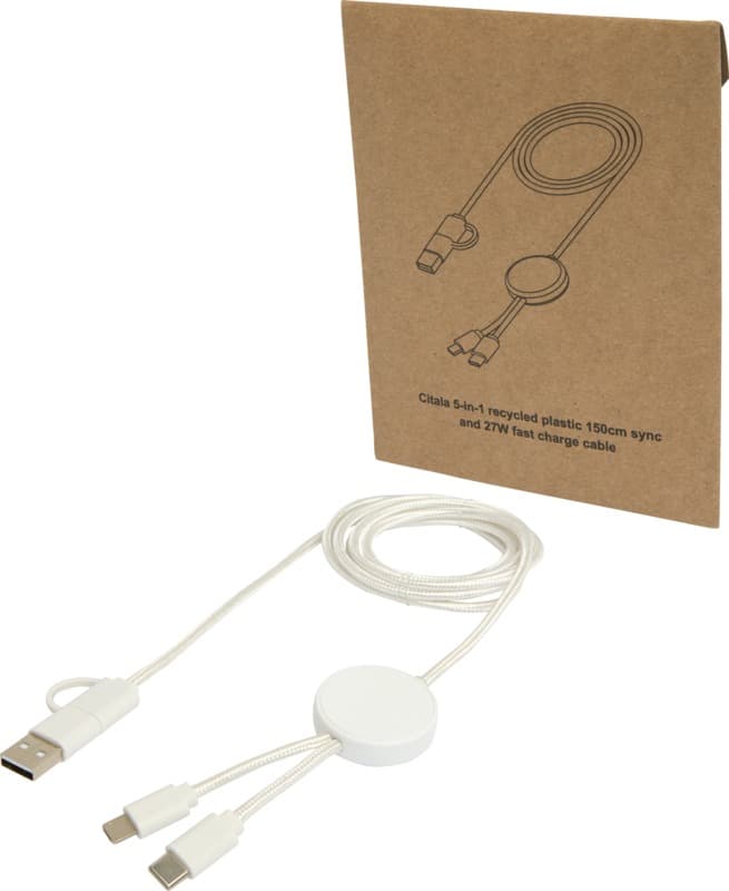Citala 5-in-1 recycled plastic 150 cm data sync and 27W fast charge cable 9