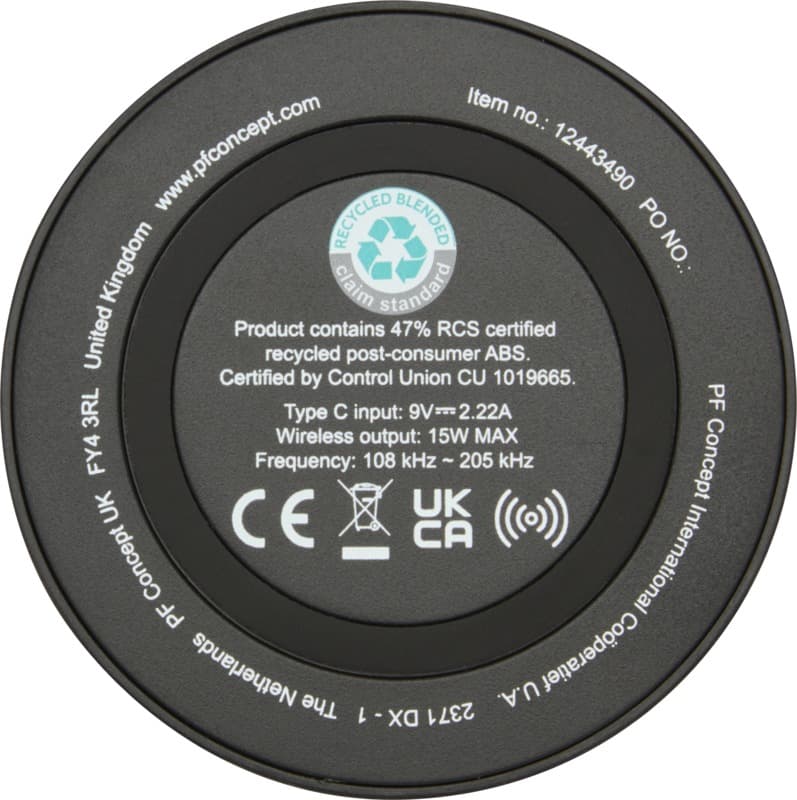 Freal 15W recycled plastic wireless charging pad 12