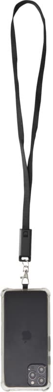 Franz recycled plastic smartphone lanyard with built-in data sync and 65W fast charge 5-in-1 cable 9