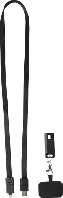 Franz recycled plastic smartphone lanyard with built-in data sync and 65W fast charge 5-in-1 cable 10