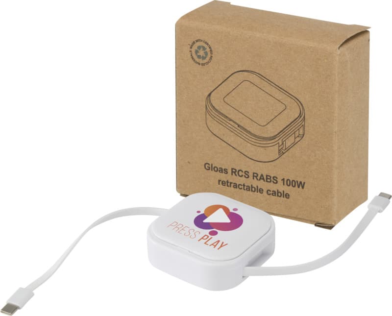 Gloas 5-in-1 recycled retractable data sync and 100W fast charge cable with smartphone tool kit 8