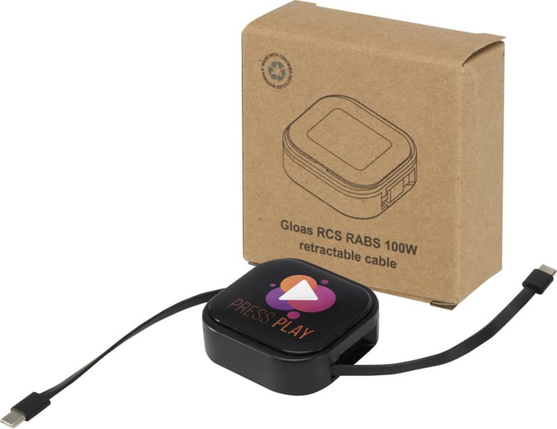 Gloas 5-in-1 recycled retractable data sync and 100W fast charge cable with smartphone tool kit 16