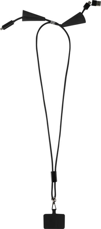 Funi recycled plastic smartphone lanyard with built-in data sync and 100W fast charge 5-in-1 cable 4