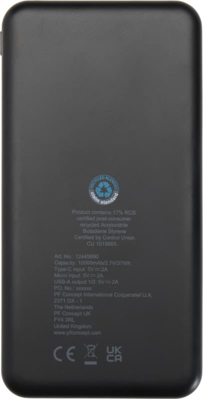 Intan 10.000 mAh 10W recycled plastic power bank 3