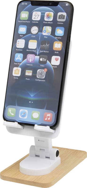 Alfirk recycled plastic foldeable desk phone stand with bamboo details 1