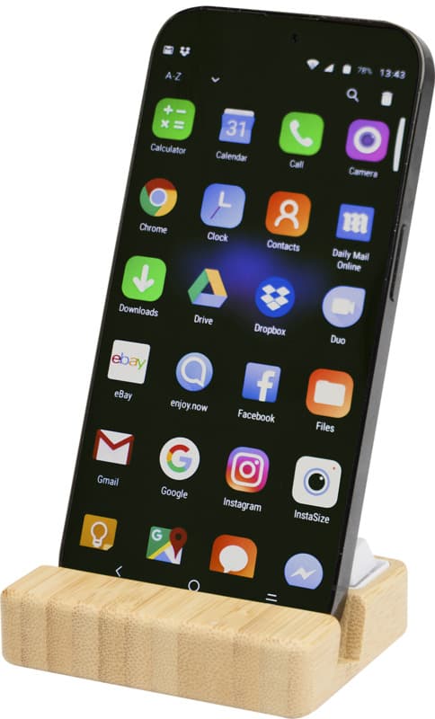 Algol recycled plastic phone stand and fidget toy with bamboo details 1