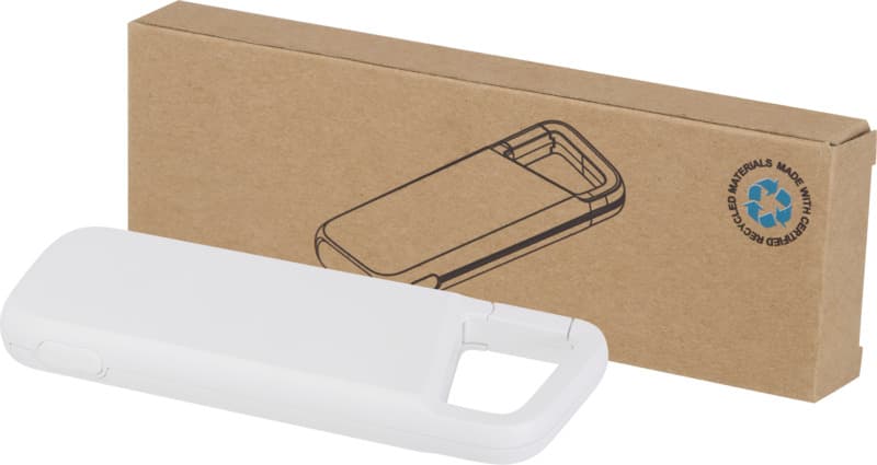 Alkes 5000 mAh 12W recycled plastic water resistant power bank with carabiner 9