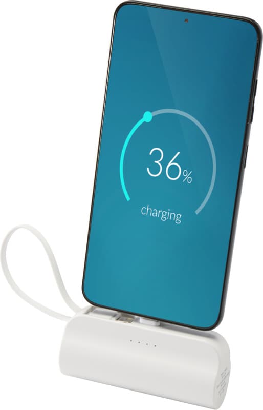 Alnair 5000 mAh 10W recycled plastic Type-C power bank with built-in flip stand and 2-in-1 cable 1