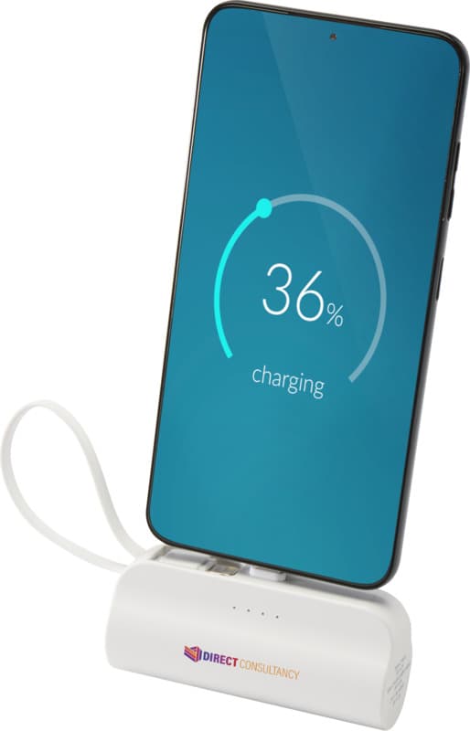 Alnair 5000 mAh 10W recycled plastic Type-C power bank with built-in flip stand and 2-in-1 cable 8