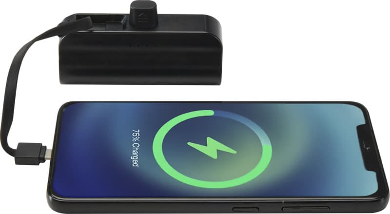 Alnair 5000 mAh 10W recycled plastic Type-C power bank with built-in flip stand and 2-in-1 cable 13