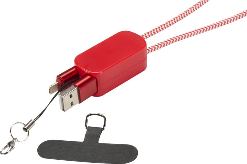 Anser recycled plastic smartphone lanyard with 27W 5-in-1 built-in cable 10