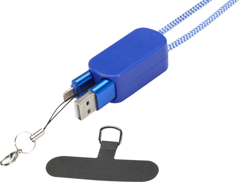 Anser recycled plastic smartphone lanyard with 27W 5-in-1 built-in cable 16