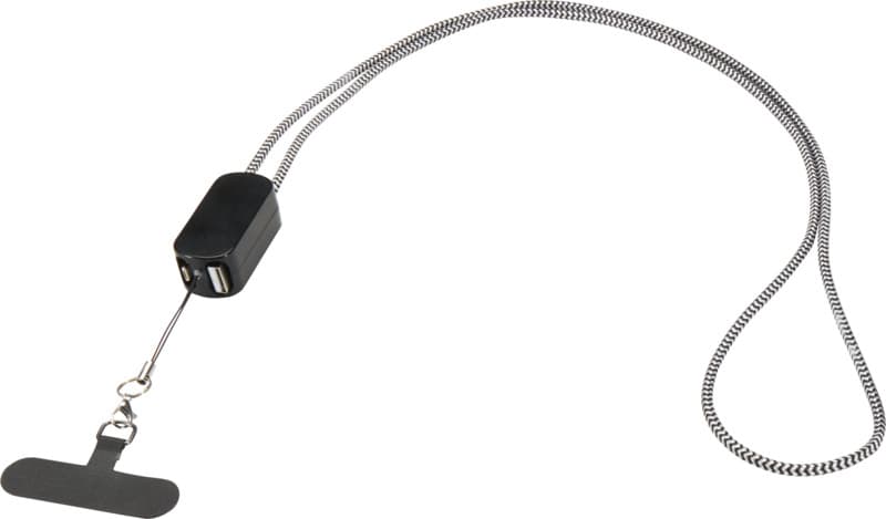 Anser recycled plastic smartphone lanyard with 27W 5-in-1 built-in cable 20