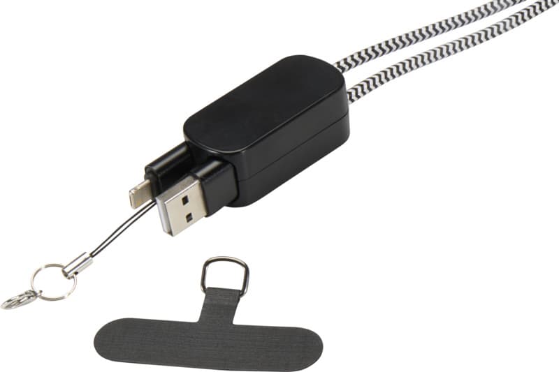 Anser recycled plastic smartphone lanyard with 27W 5-in-1 built-in cable 22