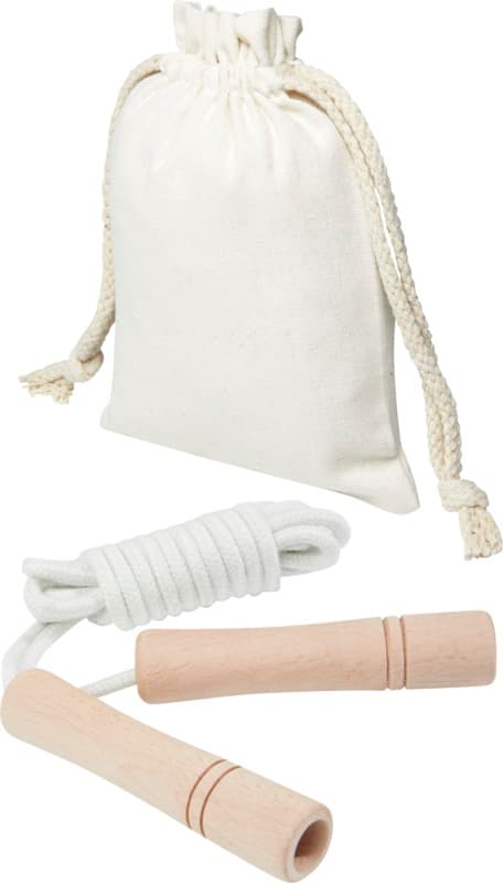 Denise wooden skipping rope in cotton pouch 1