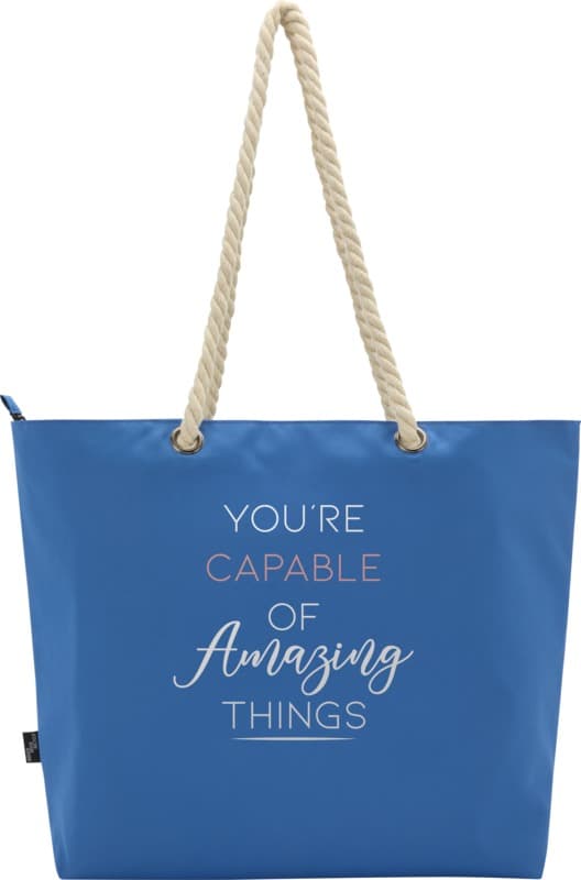 Panama GRS recycled beach cooler tote bag with cord handles 23L 14