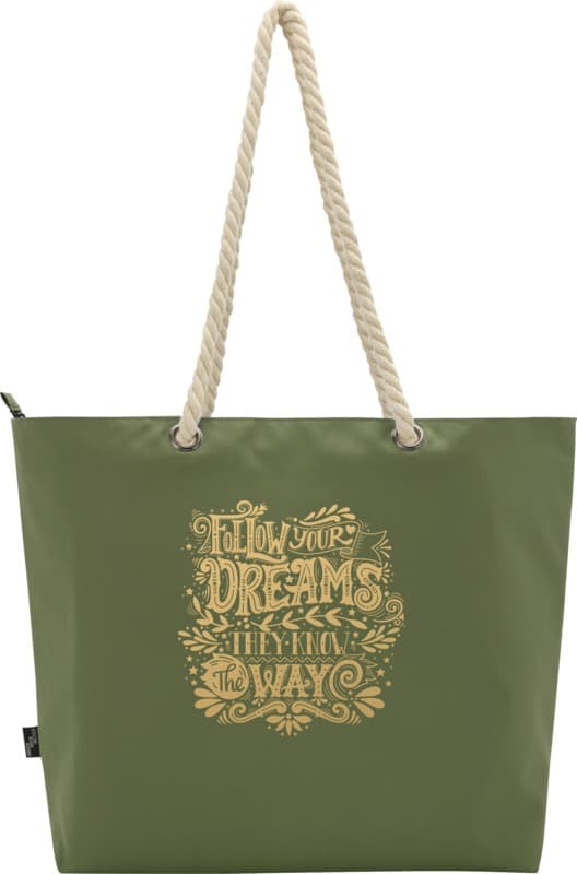 Panama GRS recycled beach cooler tote bag with cord handles 23L 28