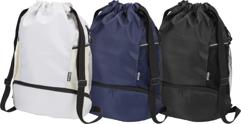 Nomad GRS recycled sports drawstring bag with bottom compartment 18L 20