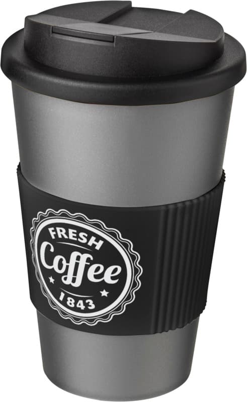 Americano® 350 ml tumbler with grip & spill-proof lid 55