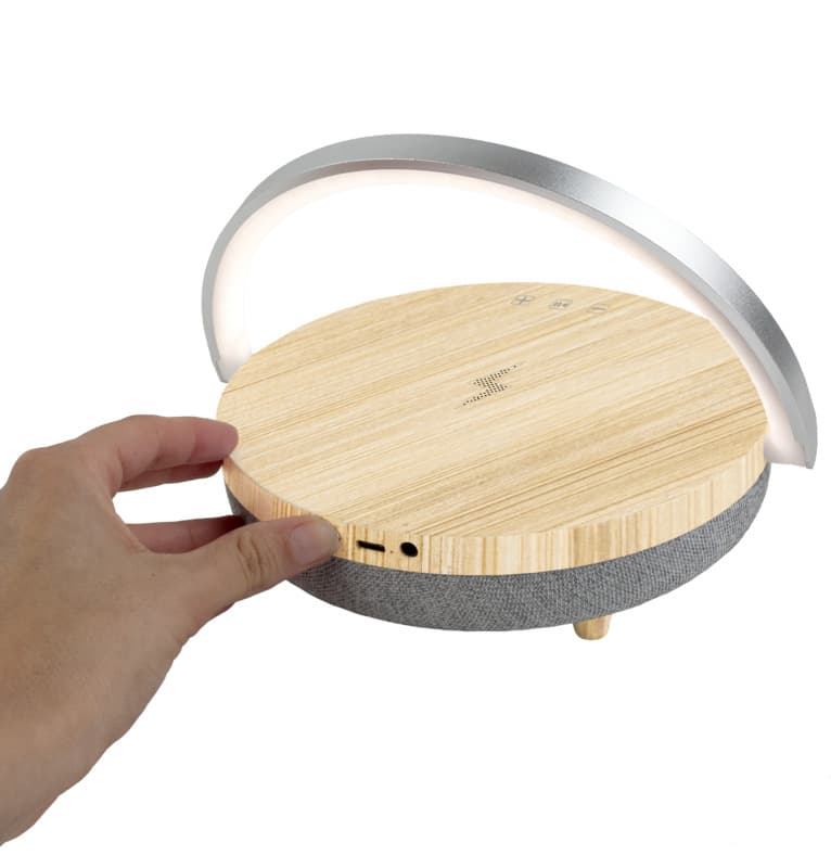 Prixton 4-in-1 10W Bluetooth® speaker with LED light and wireless charging base 10