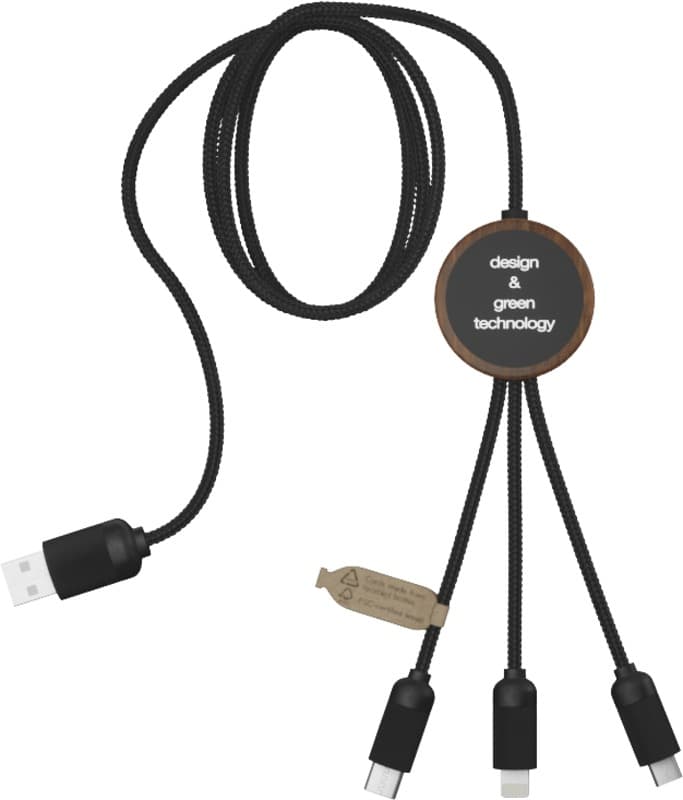 SCX.design C36 3-in-1 rPET light-up logo extended charging cable with round bamboo casing 2