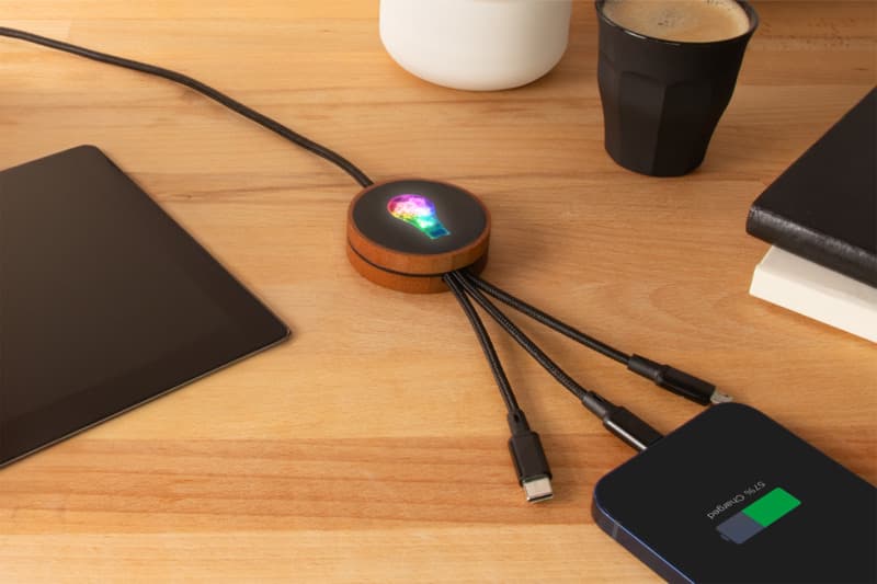 SCX.design C40 5-in-1 rPET light-up logo charging cable and 10W charging pad 6