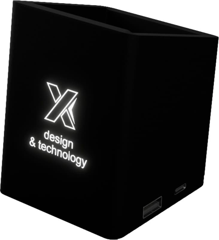 SCX.design O11 antibacterial light-up logo pencil holder with dual USB output 1