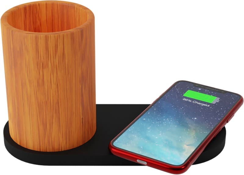 SCX.design W17 10W light-up logo wireless charging pad and bamboo pencil holder 4