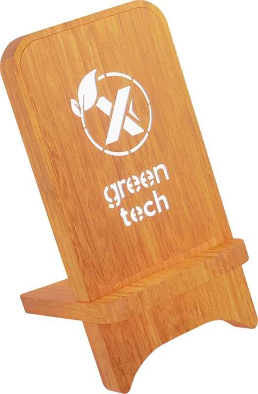 SCX.design W26 10W wooden wireless charging phone stand with light-up logo 1