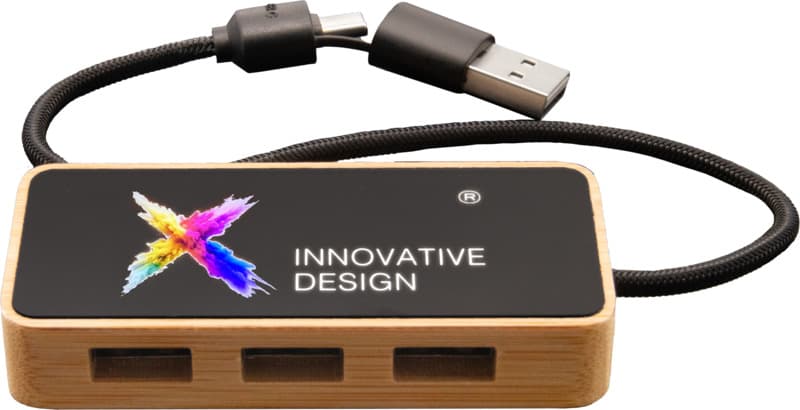 SCX.design H21 8-in-1 wooden USB hub with dual input and 6 ports 4