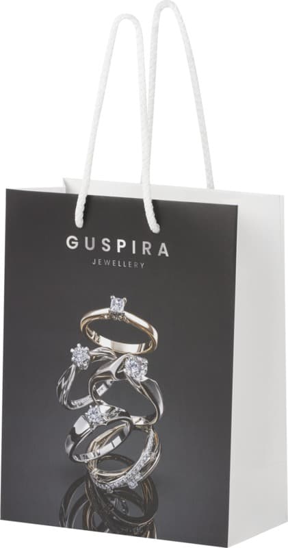 Handmade 170 g/m2 integra paper bag with plastic cord handles - 18 x 9 x 23 cm 1