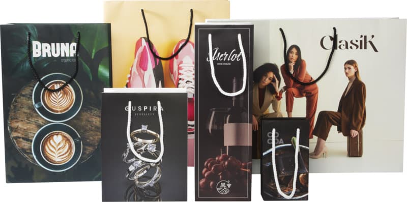 Handmade 170 g/m2 integra paper bag with plastic cord handles - 18 x 9 x 23 cm 5