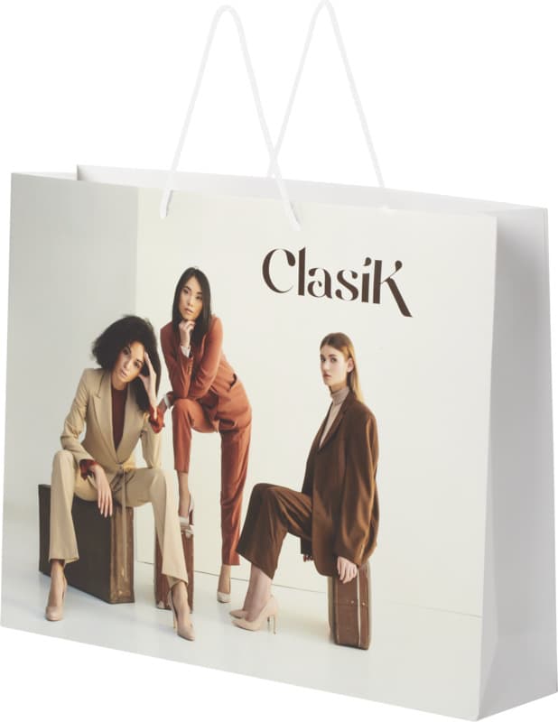 Handmade 170 g/m2 integra paper bag with plastic cord handles - 45 x 10 x 35 cm 1