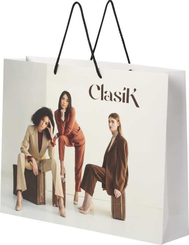 Handmade 170 g/m2 integra paper bag with plastic cord handles - 45 x 10 x 35 cm 9