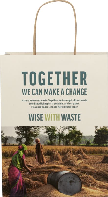 Agricultural waste 150 g/m2 paper bag with twisted handles - 24 x 9 x 32 cm 2