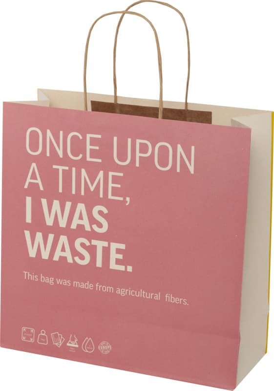 Agricultural waste 150 g/m2 paper bag with twisted handles - 31 x 12 x 31 cm 1