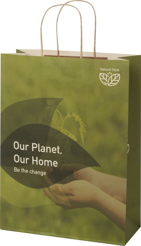 Agricultural waste 150 g/m2 paper bag with twisted handles - 31 x 12 x 41 cm 1