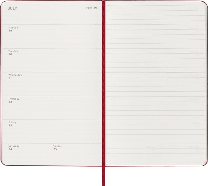 Moleskine hard cover 12 month weekly L planner 5