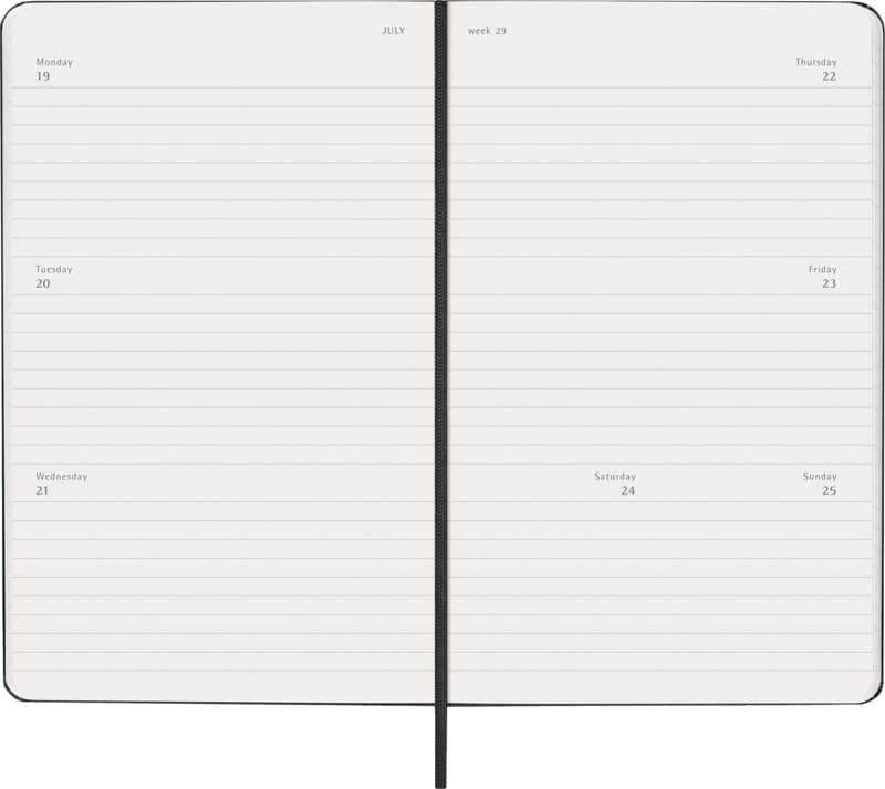 Moleskine horizontal hard cover 12 month L weekly planner 5